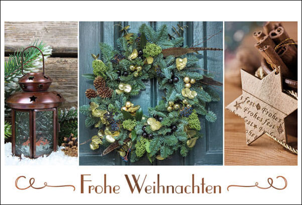 Weihnachtskarte mit drei Fotomotiven