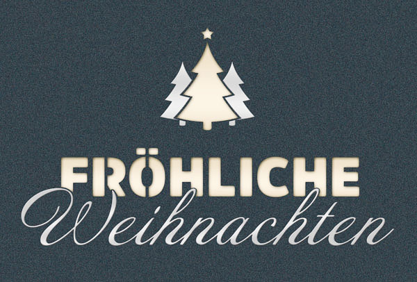 Weihnachtskarte: Fröhliche Weihnachten - Einleger naturweiss