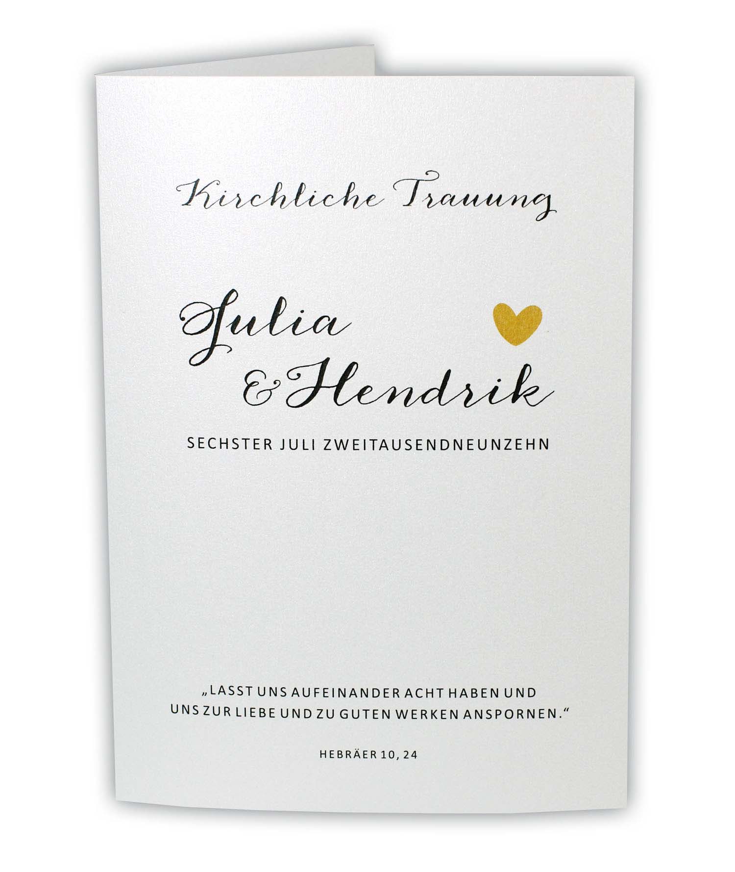 Umschlag-Karte DIN A5, für Programmheft /Liedheft zur Hochzeit, für die Kirche oder freie Trauung.