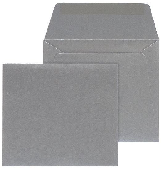 Briefumschlag 14x12,5 cm silber metallic mit Nassklebung