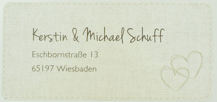 Adressetiketten 12 Stück gewebtes Muster mit Herzen für Hochzeitskarten