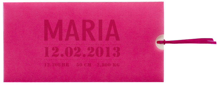 Blankokarte 21x10,5 cm Schiebekarte pink Transparentpapier - Beispiel Geburtskarte