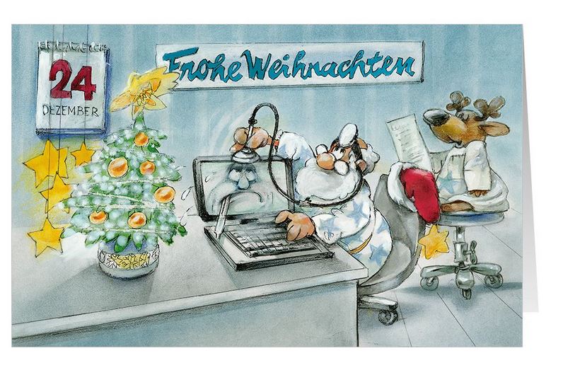 Humorvolle Branchen-Weihnachtskarte für EDV-Service, Computerdienst und PC-Nothilfe