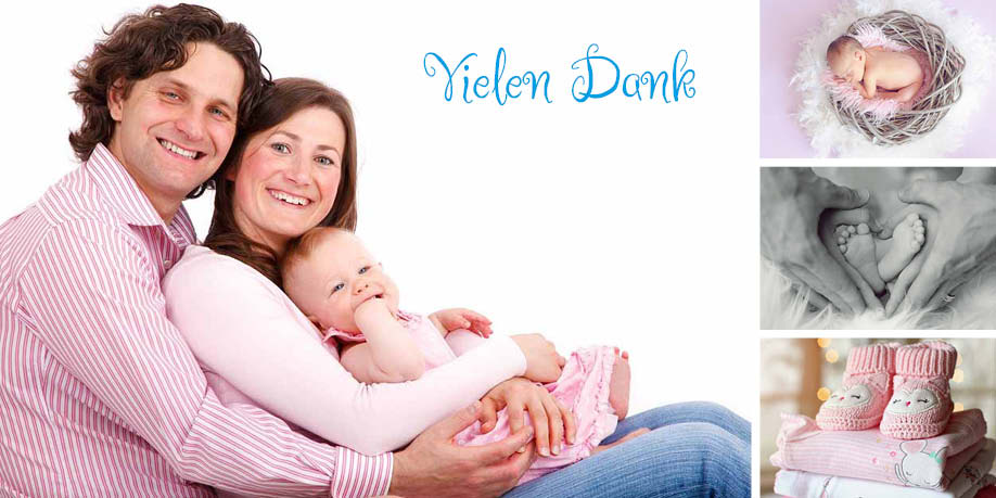 Foto-Dankkarte für Baby Geburt Danksagung mit eigenen Fotos selbs gestalten (Vorderseite)