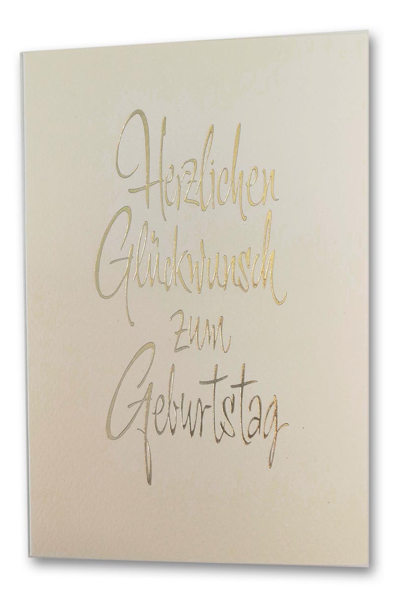 Geburtstags-Glückwunschkarte in creme mit Glückwünschen im klassischen Stil.