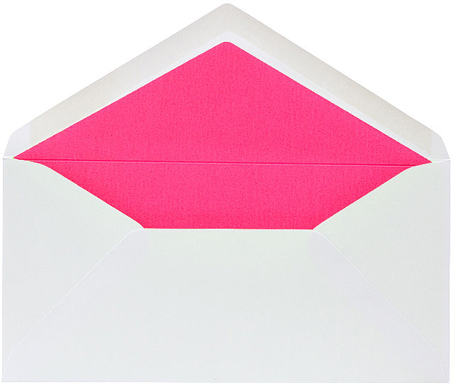 Briefumschlag 22x11 cm schneeweiß Futter neon-pink nassklebend