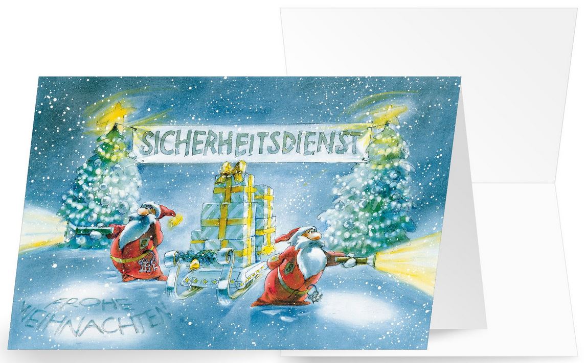 Humorvolle Branchenweihnachtskarte mit Gruß für Security, Sicherheitsdienst und Personenschutz