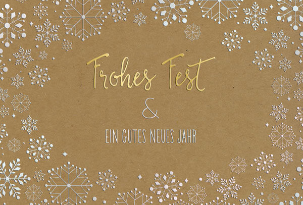 Festtagskarte mit Sternen - Schriftzug Frohes Fest & ein gutes neues Jahr