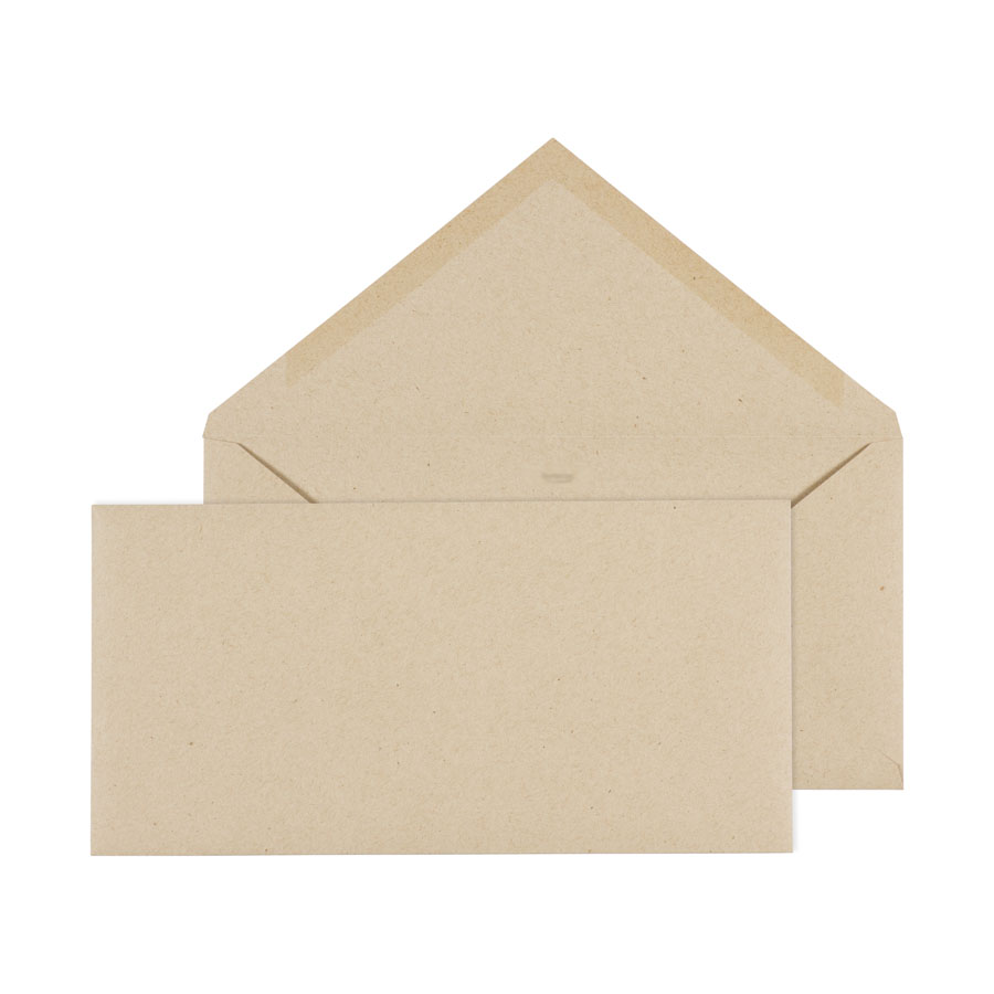 Briefumschlag 22x11 cm Eco naturbraun recycling Kraftpapier mit Nassklebung