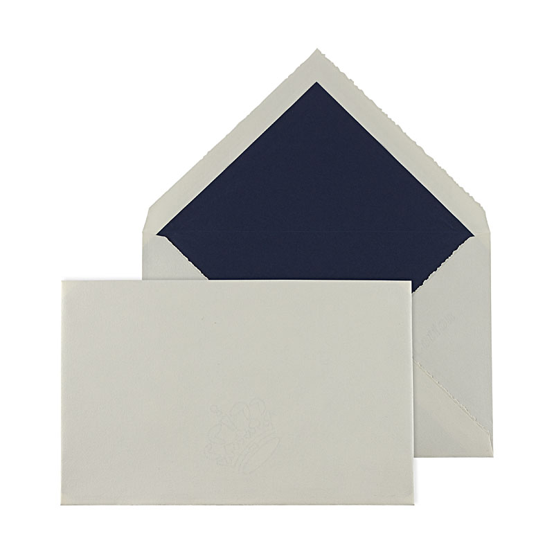 Briefumschlag 12x18,5 cm Büttenpapier creme (mit blauem Futter) mit Nassklebung