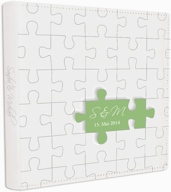 Fotoalbum für die Hochzeit grüne Puzzleteile