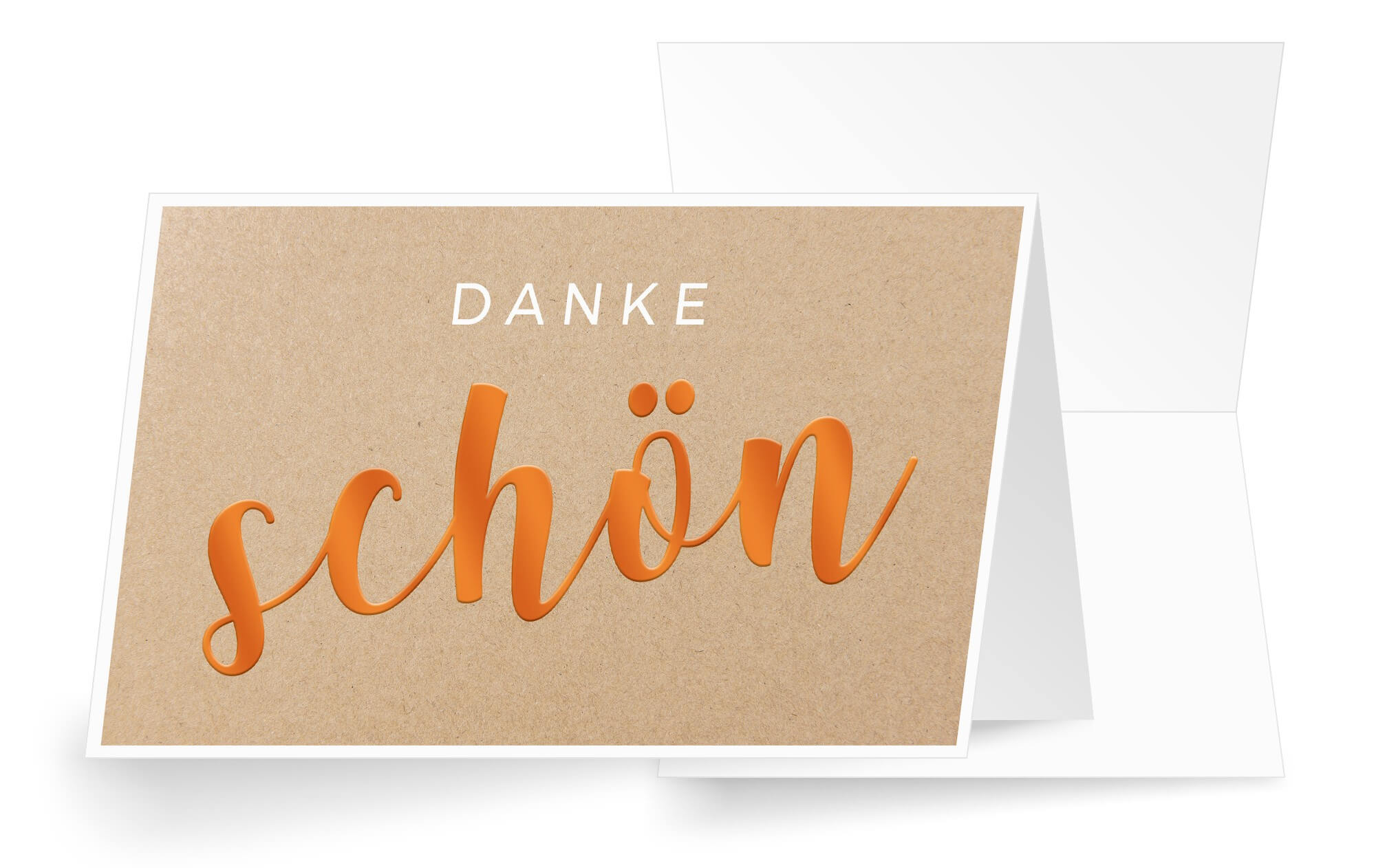 Dankeskarte mit Folienprägung in orange als moderne Klappkarte zum Danke sagen