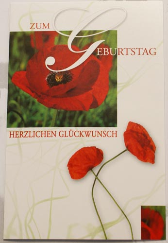 Glückwunschkarte "rote Mohn Blüten" mit Glückwunschtext pr210