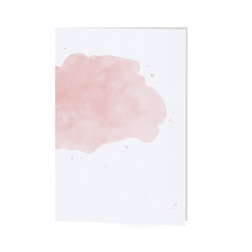 Klappkarte mit rosa Wasserfarbenprint und kleinen Herzchen "Watercolor Love"