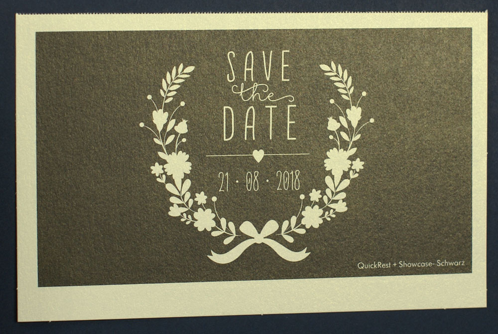 Blankokarte/Save the Date Karte 13,5x8,5 cm weißgold met. 2 Stk