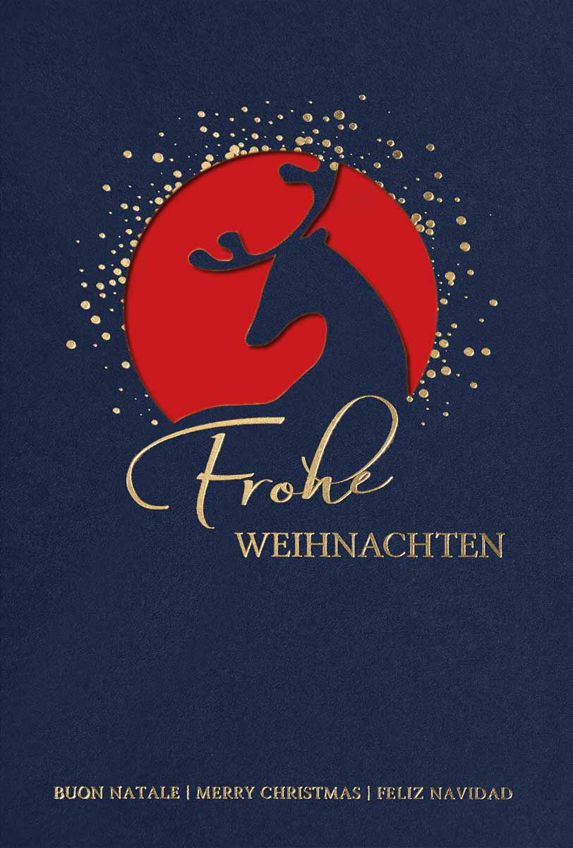 Exclusive Weihnachtskarte mit Stanzung und Goldfolienprägung sowie goldenem Einlegeblatt