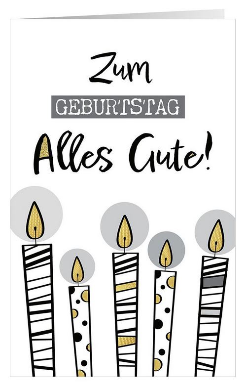 Geburtstagsglückwunschkarte mit brennenden Kerzen und "Zum Geburtstag Alles Gute!"