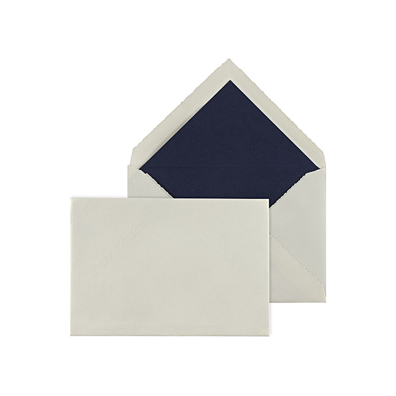 Briefumschlag 10,2x14,7 cm Büttenpapier creme (mit blauem Futter) mit Nassklebung