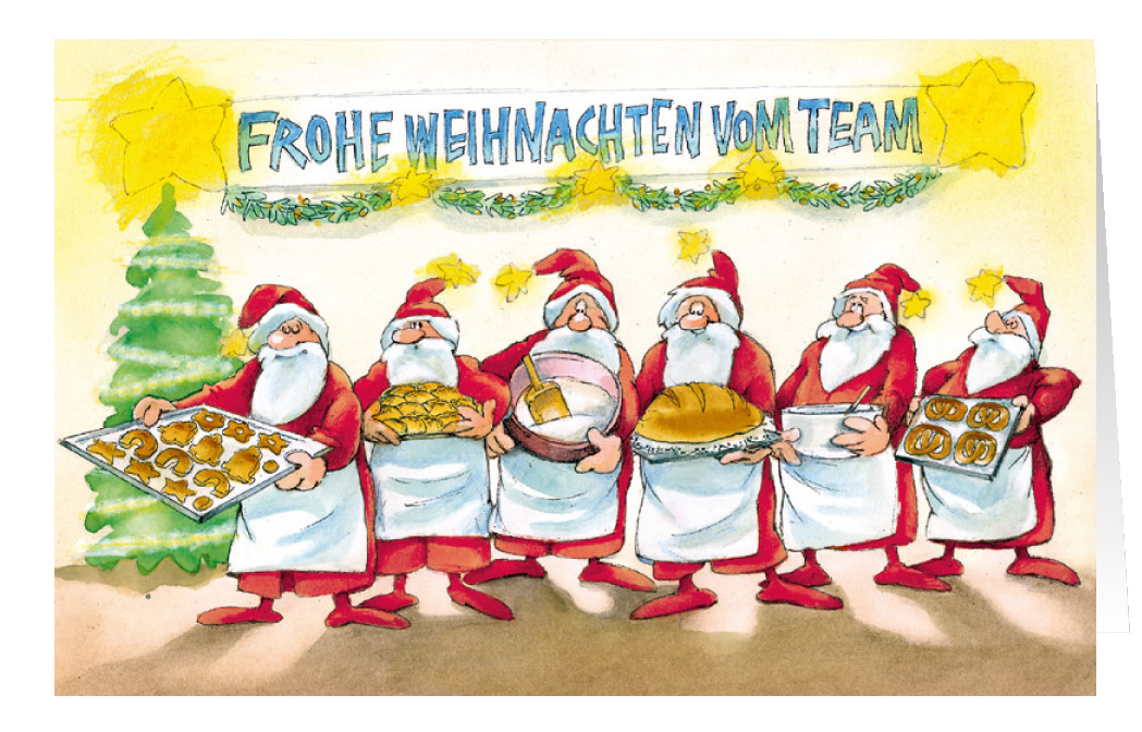 Weihnachtskarte Branchenkarte Backwaren Bäckerei Frohe Weihnachten vom Team