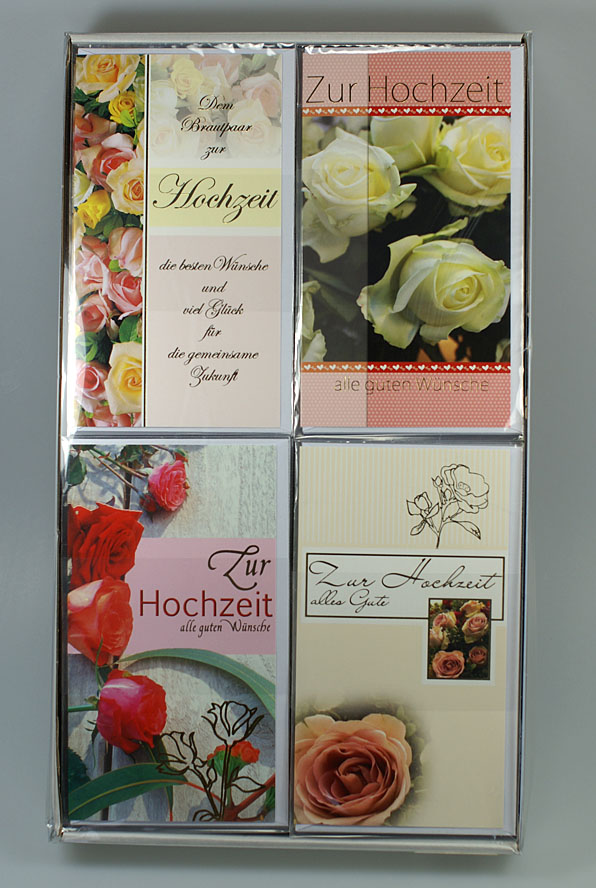 Set mit verschiedene Glückwunschkarten zur Hochzeit