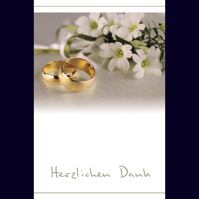 Danksagungskarte mit weißen Blüten, für Hochzeit, Silber- oder Goldene Hochzeit