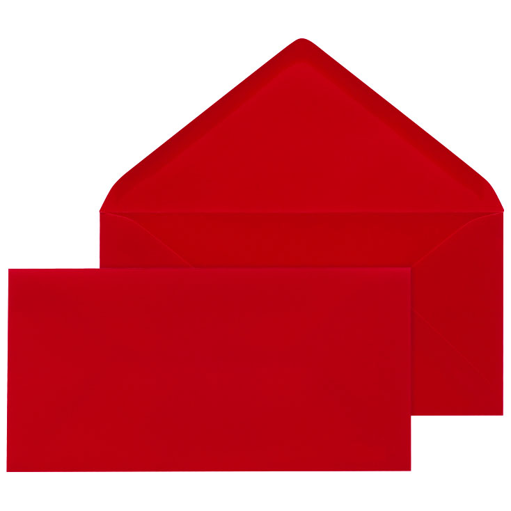 Briefumschlag 22x11 cm DIN lang rot nassklebend spitze Klappe