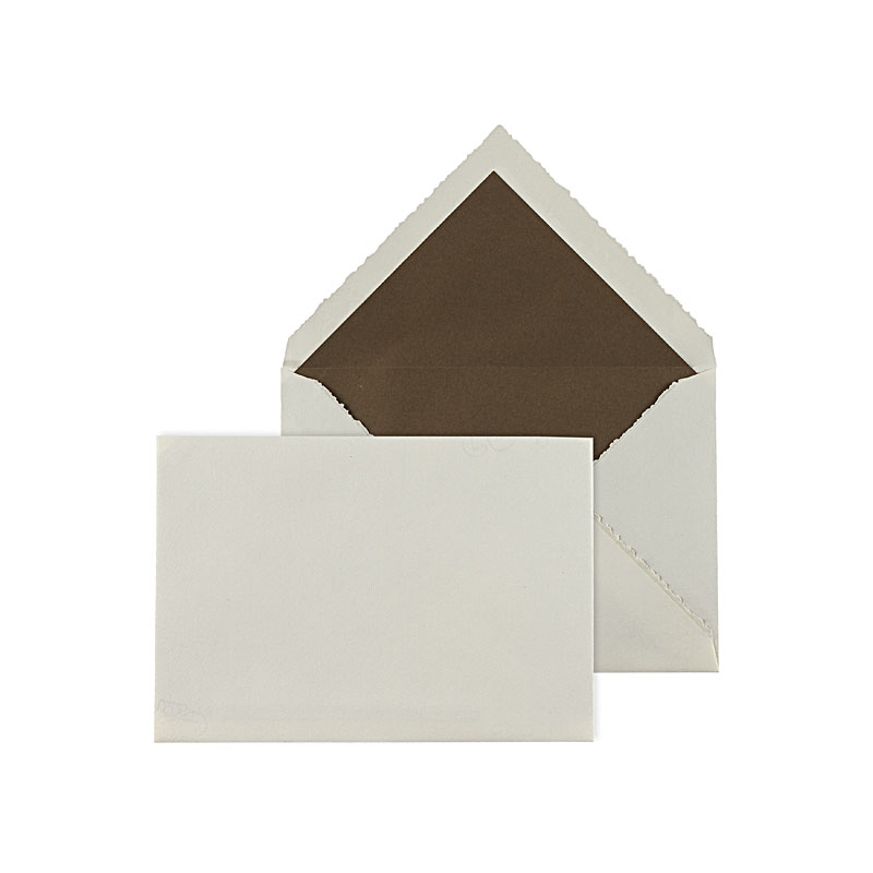 Briefumschlag 10,2x14,7 cm Büttenpapier creme (mit braunem Futter) mit Nassklebung