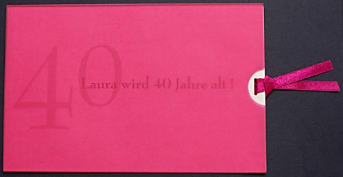 Blankokarte Schiebekarte mit Einstecktasche aus pink Transparentpapier