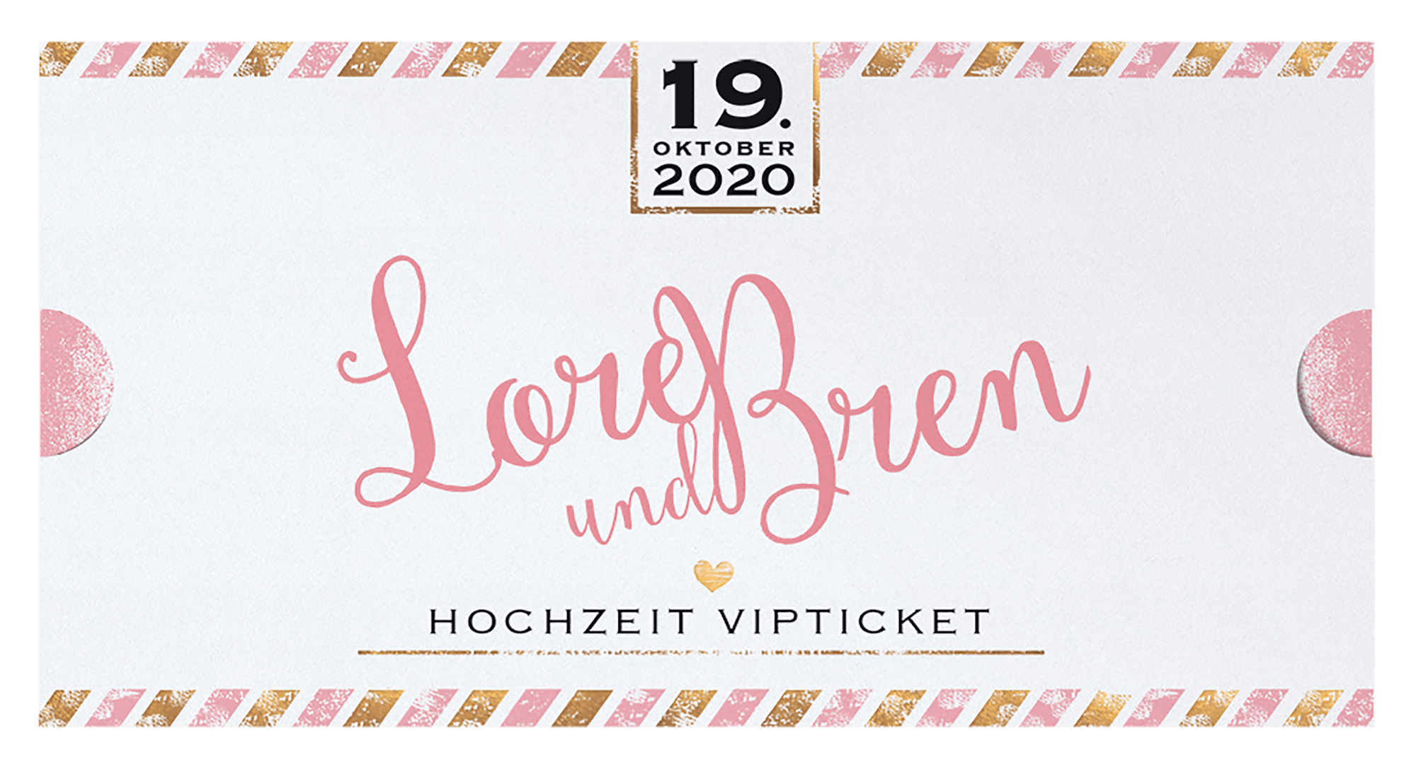 Originelle Hochzeitskarte als Einschubkarte mit VIP Ticket als Einlegekarte