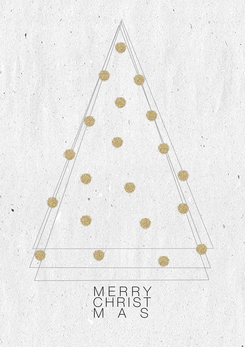 Naturgraue Weihnachtskarte im modernen Design mit "Merry Christmas", inkl. Einlegeblatt