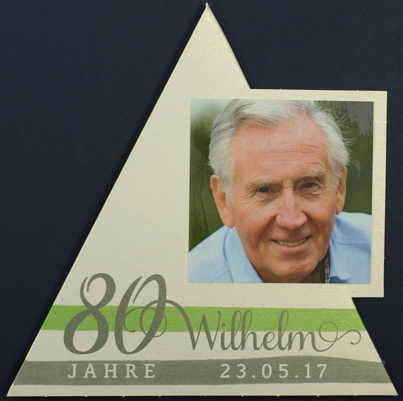 Blankokarte als Pyramide aufstellbar weißgold metall. Geburtstag