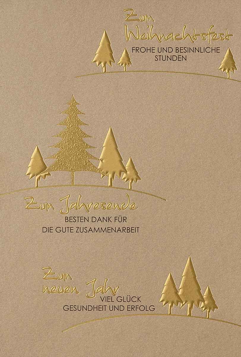 Naturbraune Weihnachtskarte mit Goldfolienprägung geschäftlicher Weihnachtsgrüße