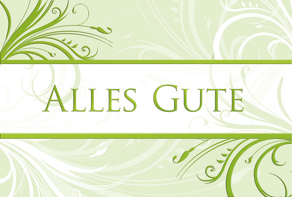 Grußkarte "Alles Gute" mit grüner Ornament-Folienprägung und Einlegeblatt