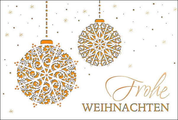 Weihnachtskarte mit lasergestanzten Kugeln - Einleger orange