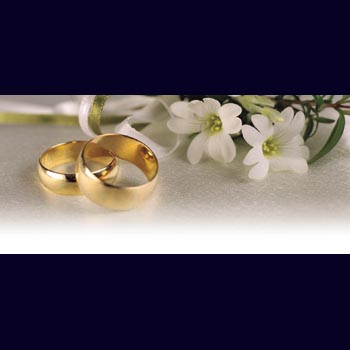 Tischkarte swt021141 goldene Ringe und weiße Blüten