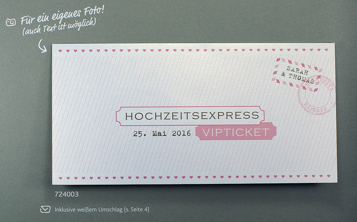 Hochzeitskarte Pocketkarte Reiseticket Flugreise Vipticket