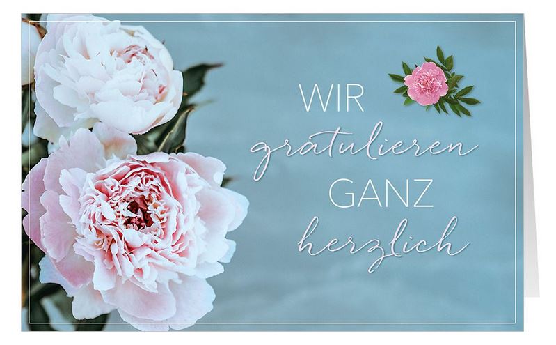 Universal-Glückwunschkarte für viele Anlässe mit Rosenblüten und "Wir gratulieren ganz herzlich"