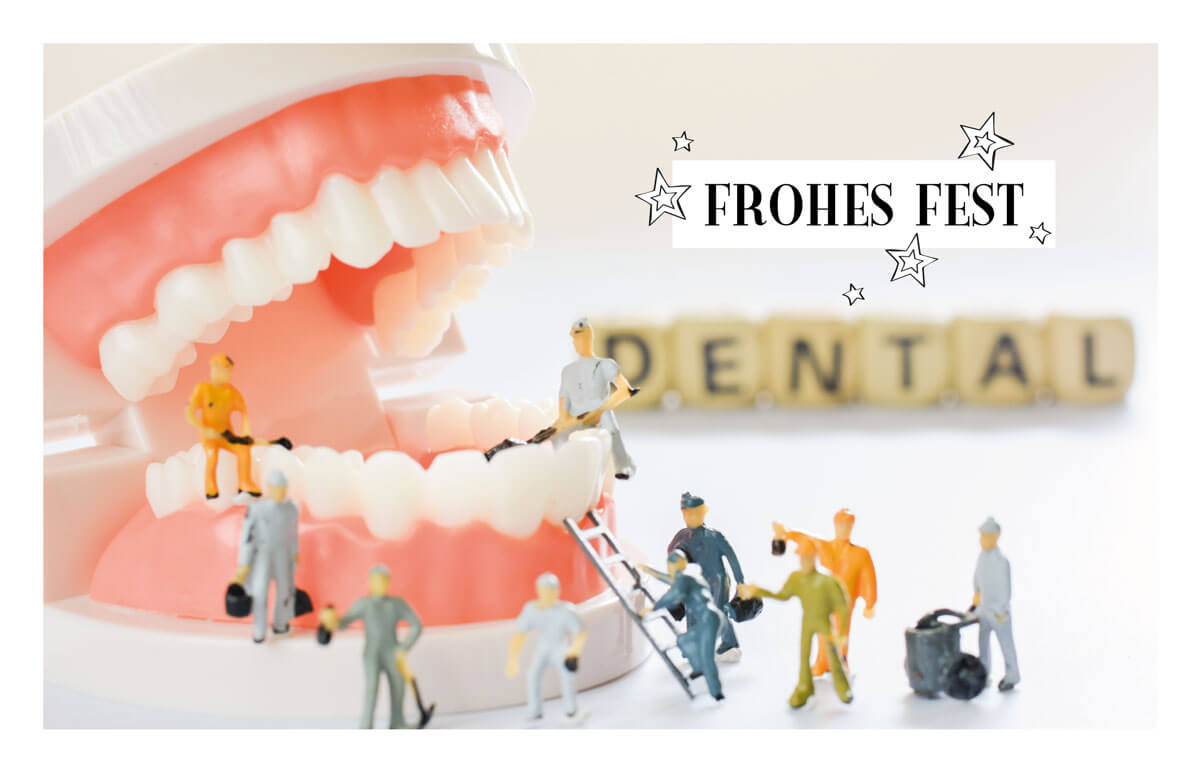 Originelle Branchenkarte für Zahnarzt, Kieferorthopäde, Dentist mit Weihnachtsgruß