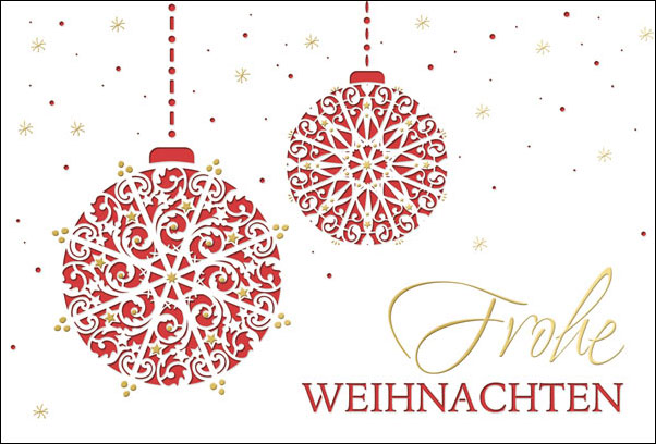 Weihnachtskarte mit lasergestanzten Kugeln - Einleger rot