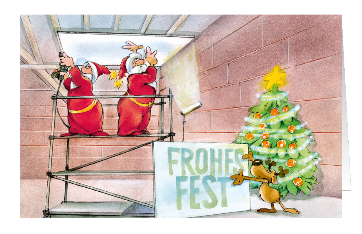 Weihnachtskarte Branchenkarte Trockenbau Innenausbau Frohes Fest