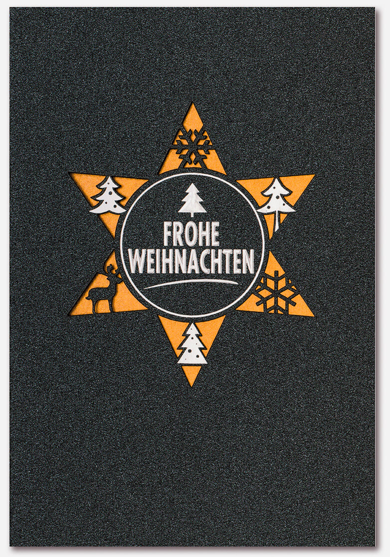 Weihnachtskarte mit Motiven - Einleger orange