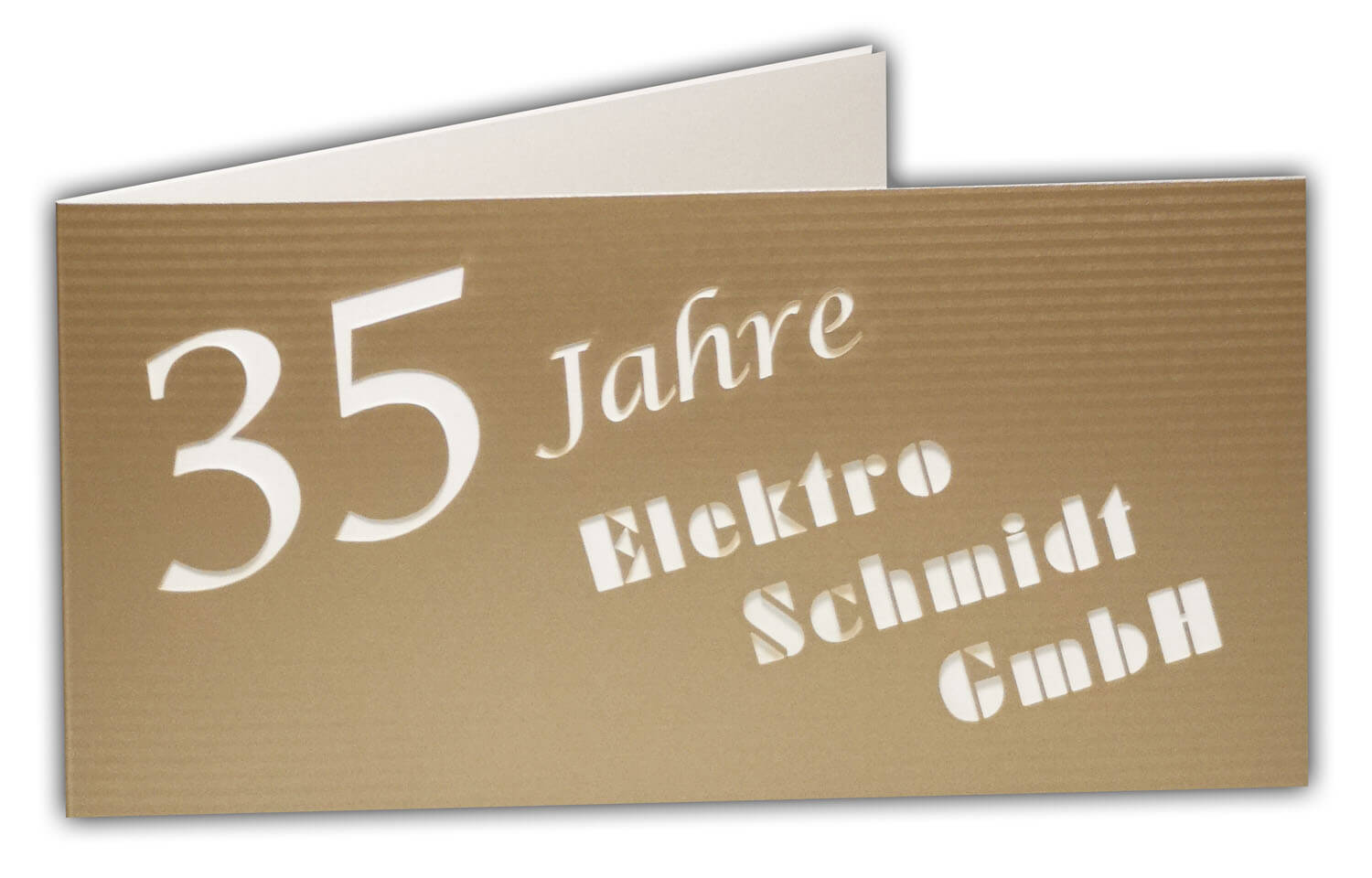 Einladungskarte mit ausgestanztem Schriftzug aus edlem Designerkarton - Beispiel 35 Jahre