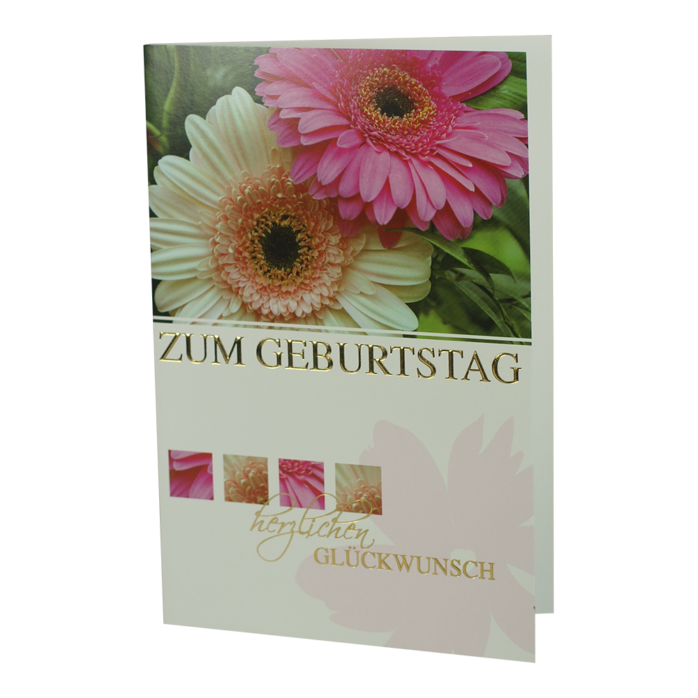 Glückwunschkarte Gerbera mit goldener Folienprägung