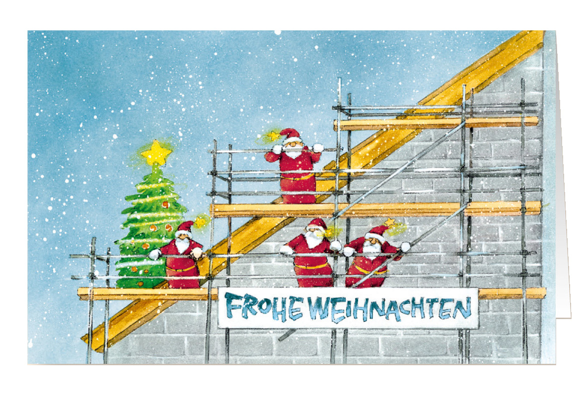 Weihnachtskarte Branchenkarte Bauunternehmen Gerüstbau Hausbau Frohe Weihnachten