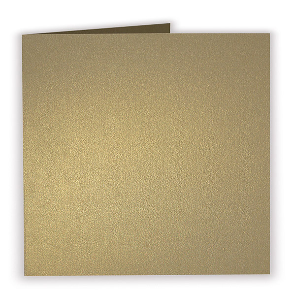 Goldene Klappkarte / Blankokarte 15x15 cm quadratisch aus 250g goldenem Metallickarton