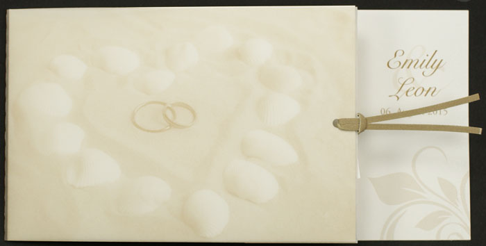 Hochzeitskarte Eheringe muscheln Herz Sand pr16331