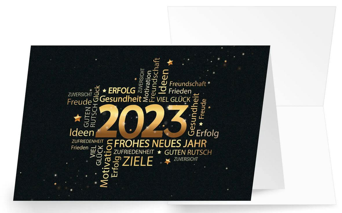 Moderne Neujahrskarte mit Jahreszahl 2023 und Gutem Zweck: Ärzte ohne Grenzen