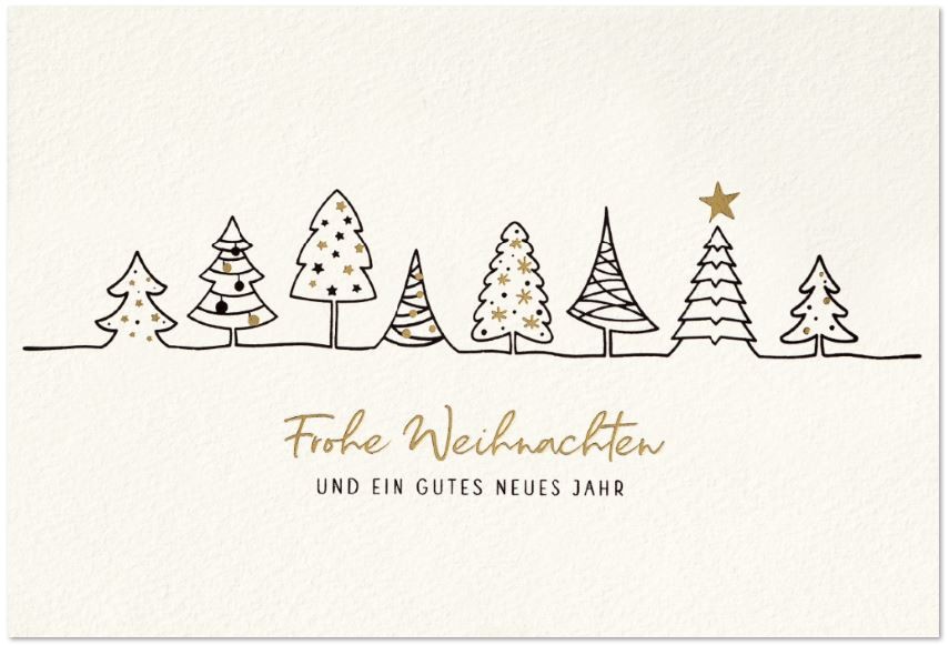 Weiße Spendenweihnachtskarte zugunsten der Deutschen KinderKrebshilfe