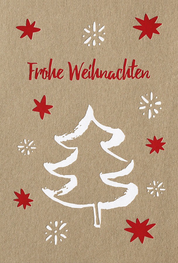 Weihnachtskarte braun mit Frohe Weihnachten und Spendenanteil der