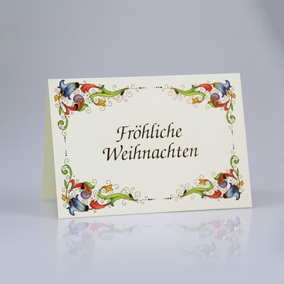 Besinnliche Weihnachtskarte Mit Bunten Blüten Und "Fröhliche ...